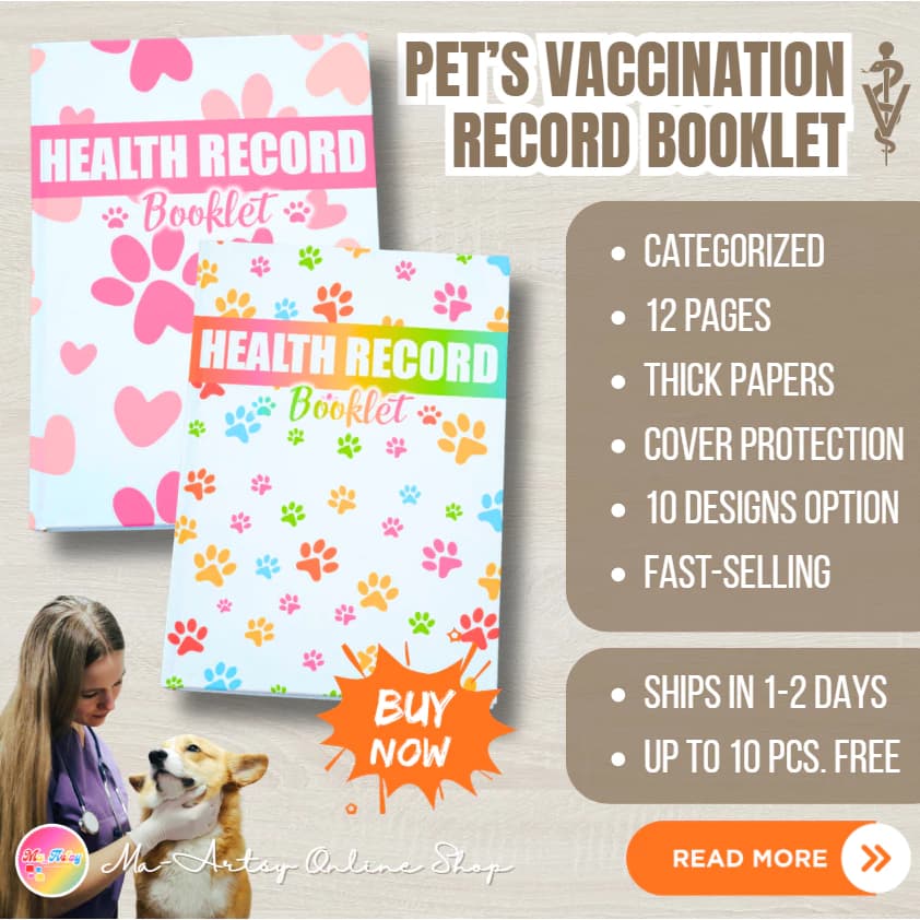 Dog & Cat Vaccination Record (Pet's Health Record Booklet / Vet Card / Immunization)
