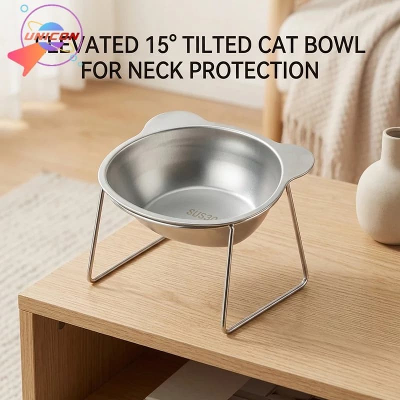 Elevated stainless steel non-skid bowl set